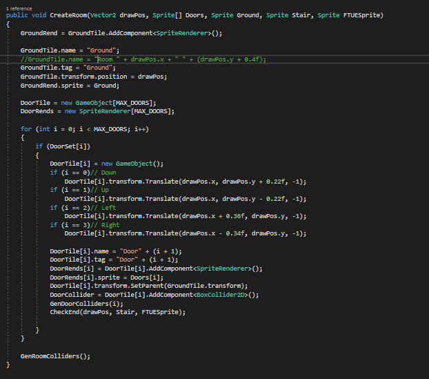 Code picture of the create room class
