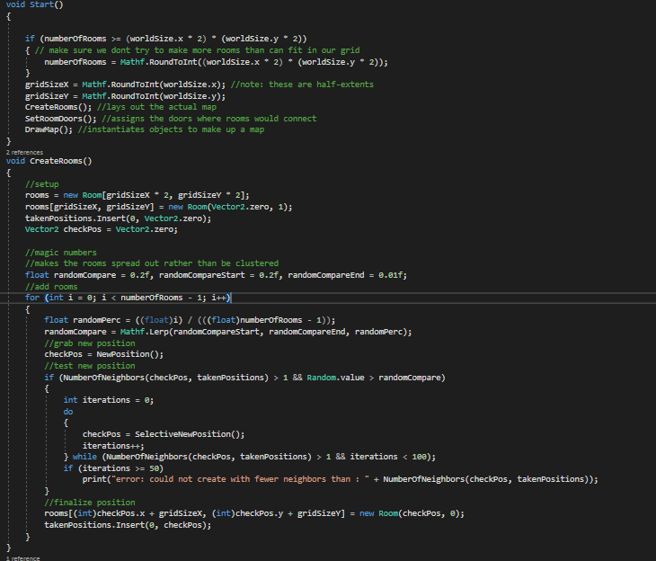 Code picture of the create rooms class