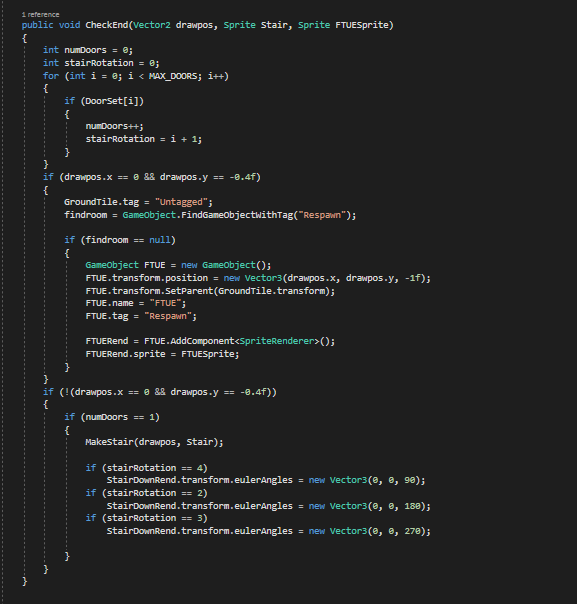 Code picture of the check end class