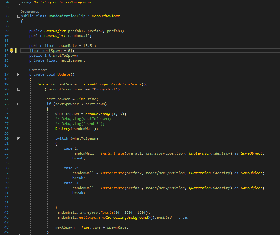 Code picture of the randomization flip class
