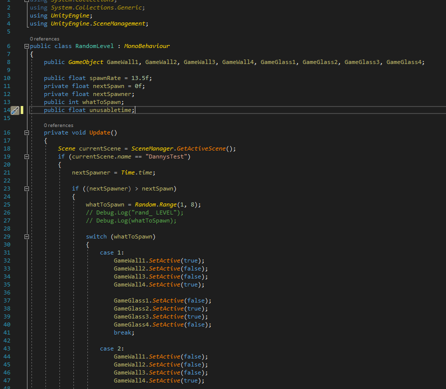 Code picture of the random level class