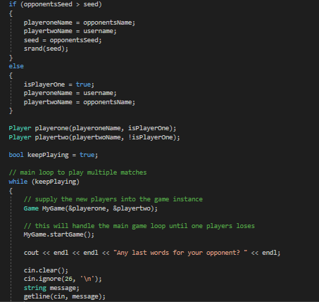 Code picture of the game loop
