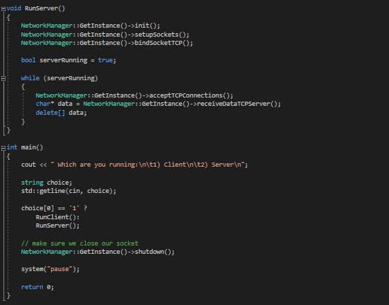 Code picture of the server connection